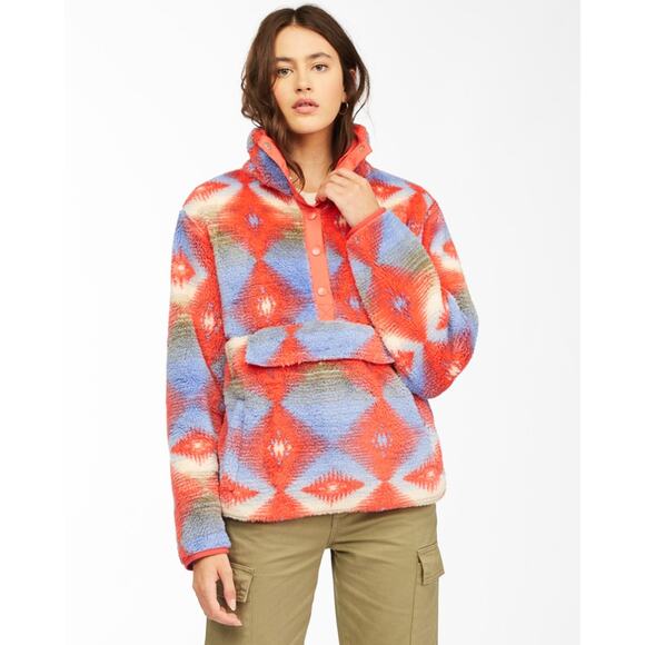 Billabong Switchback Pullover Fleece Jacket in Campfire Print Size Large - Picture 2 of 11